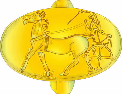 Mycenaean civilization, Aidonia, gold signet ring, chariot, "Treasure of Aidonia"