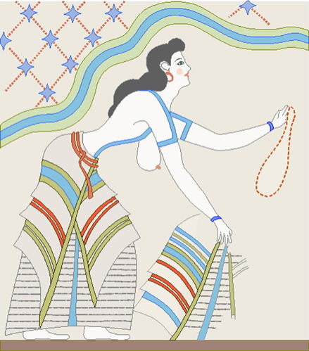 キクラデス文化　アクロティーリ遺跡　フレスコ画　「ミノアの女性」