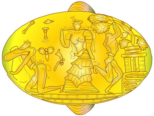Minoan civilization, Archanes, gold signet ring epiphany