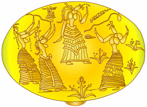 Minoan civilization, Royal Tomb, Chamber Tomb 1, Isopata, gold signet ring