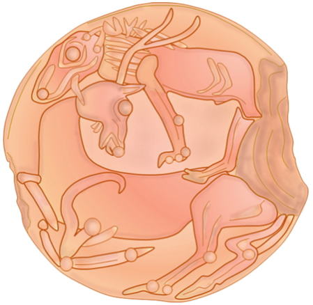 Minoan civilization, Rock-shelter Tomb B, Katsamba, carnelian seal, lion bull