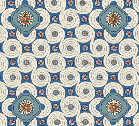 Minoan civilizatiion, Shrine, North Wing, Knossos Palace, fresco ceiling, chained spiral line