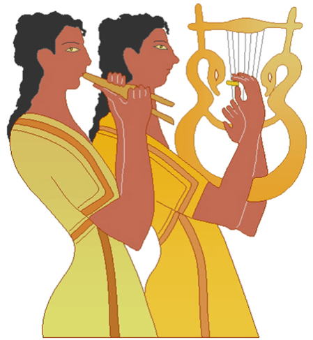 Minoan civilization, Knossos Palace, fresco "male musicians"