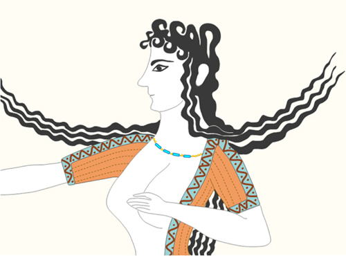 ミノア文明　クノッソス宮殿遺跡・王妃の間　フレスコ画「踊るミノアの女性Dancing Minoan Woman」