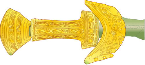 Mycenaean civilization, Shaft Grave V, GCA, Mycenae Palace, bronze long sword, gold hilt