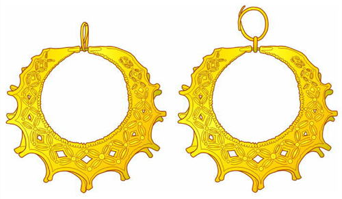 Mycenaean civilization, Shaft Grave III, Grave Circle A, Mycenae Palace, gold earrings