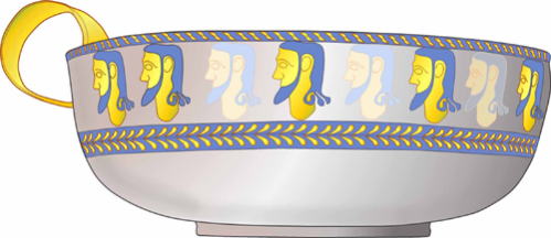 Mycenaean civilization, Mycenae, silver cup, gold & nello inlay