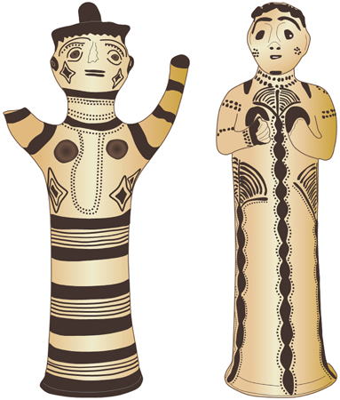 ミケーネ文明　ミケーネ宮殿遺跡・聖所　テラコッタ製塑像　「女神像」