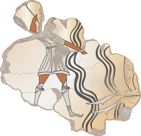 Mycenaean civilization, Nestor's Palace, fresco "Mycenaean soldier"