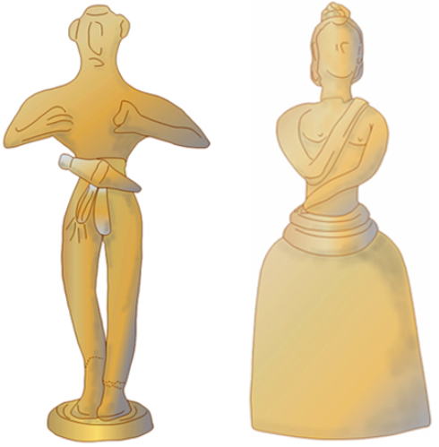 Minoan civilization, terracotta statue, Minoan maile and Woman