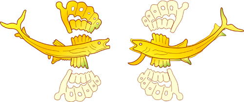 myzenaean civilization, Royal Tholos Tomb, Vaphio, gold inlay parts for bronze dagger, fuying-fish