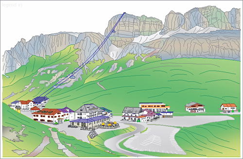 ドロミテ山塊　人気のあるポルドイ峠付近