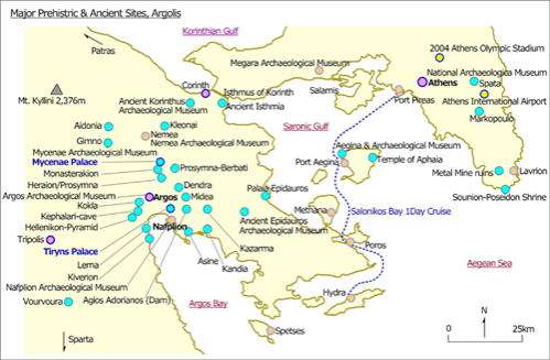 Major Sites of Prehistoric to Ancient, Argolis-Athens