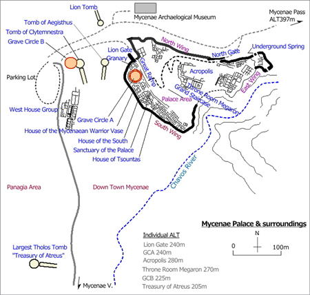 ajor Sites, Mycenae Palace and surroundings