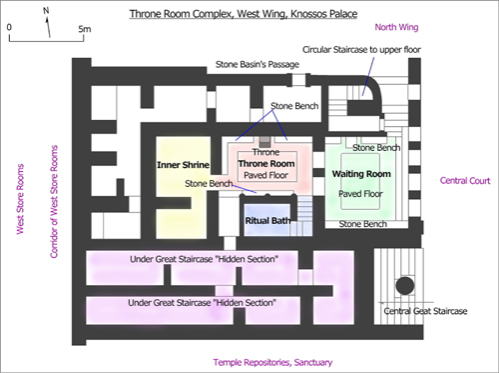 Minoan civilization, Plan of Throne Room Complex, West Wing, Knossos Palace