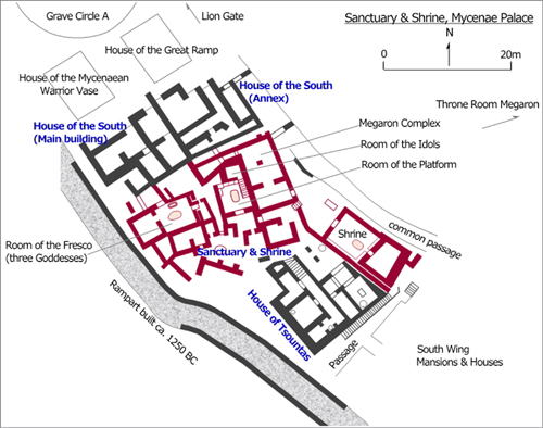 Mycenaean civilization, Plan of Royal Sanctuary & Shrine, Mycenae Palace