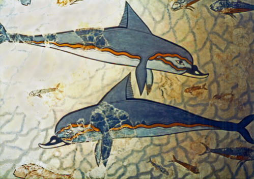 Minoan civilization, Knossos Palace Queen's room, fresco "dolphins and fish"