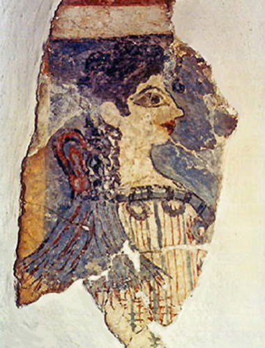 Minoan civilization, West Wing, Knossos Palace, fresco "Goddess Parisienne"